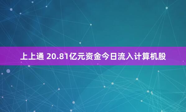 上上通 20.81亿元资金今日流入计算机股