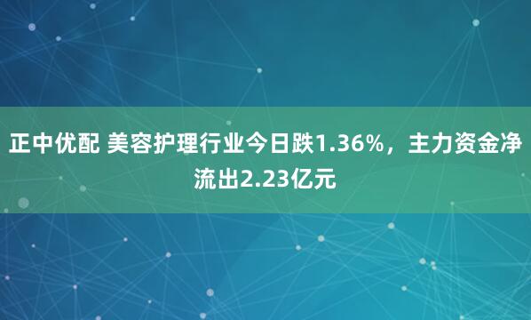 正中优配 美容护理行业今日跌1.36%，主力资金净流出2.23亿元
