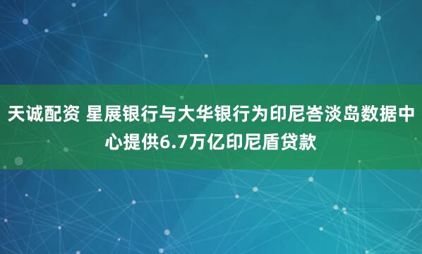 天诚配资 星展银行与大华银行为印尼峇淡岛数据中心提供6.7万亿印尼盾贷款